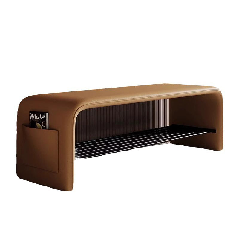 Modern Leather 2-Tier Rectangular Shoe Storage Bench