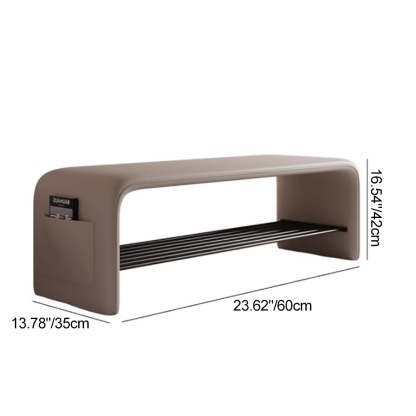 Modern Leather 2-Tier Rectangular Shoe Storage Bench — Orange