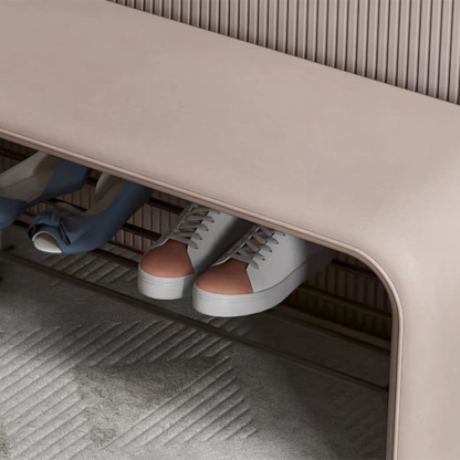 Modern Leather 2-Tier Rectangular Shoe Storage Bench — Milky Coffee Color