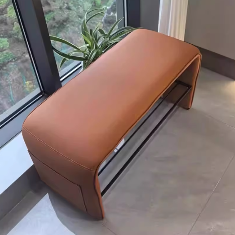 Modern Leather 2-Tier Rectangular Shoe Storage Bench