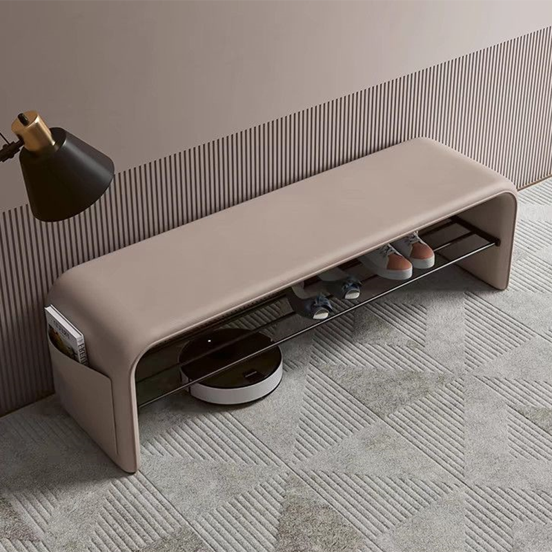 Modern Leather 2-Tier Rectangular Shoe Storage Bench