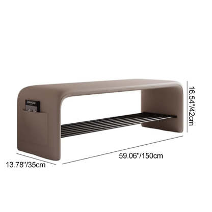 Modern Leather 2-Tier Rectangular Shoe Storage Bench — Black