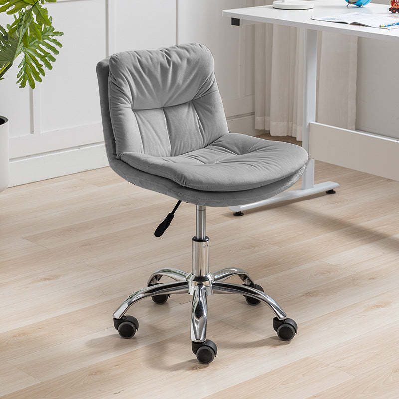 Minimalist Velvet Steel Liftable Swivel Desk Chair — Gray