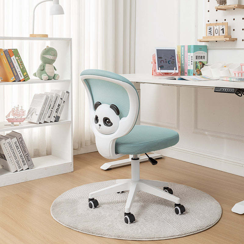Kids Panda Mesh Nylon Liftable Swivel Desk Chair — Without Armrest & Footrest / Gravity Wheel / Pink