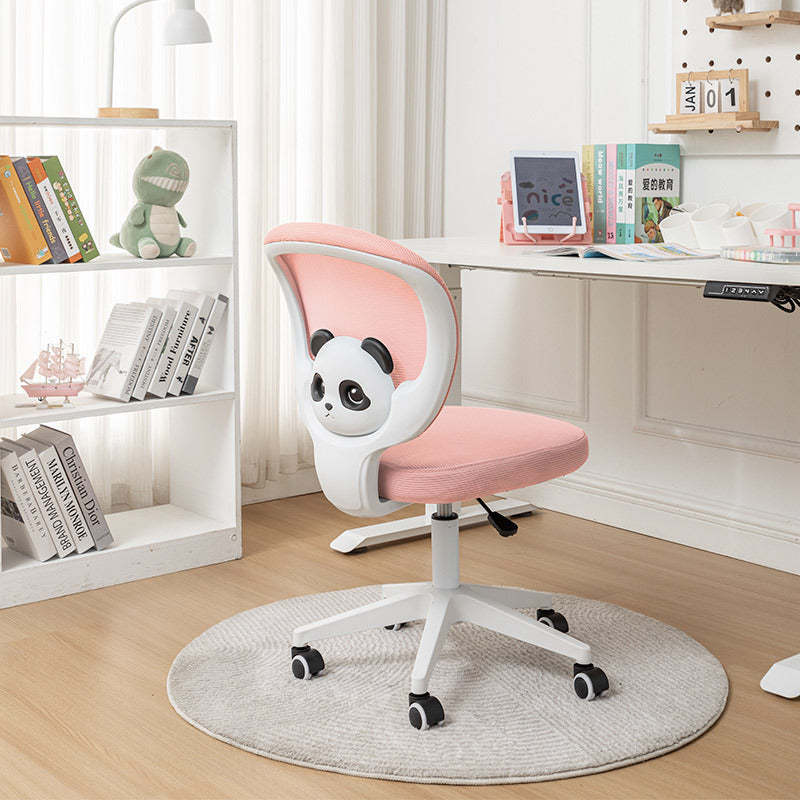 Creative mesh nylon gray office chairs in wood — Without Armrest & Footrest / Universal Wheel / Pink