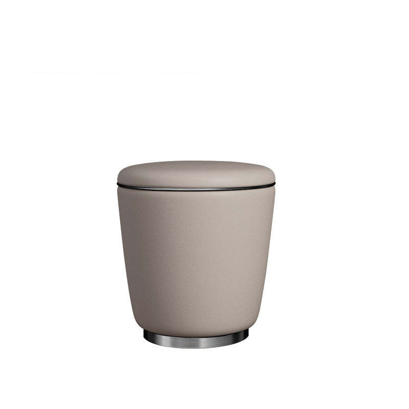 Modern Microfiber Leather Stainless Steel Round Vanity Stool