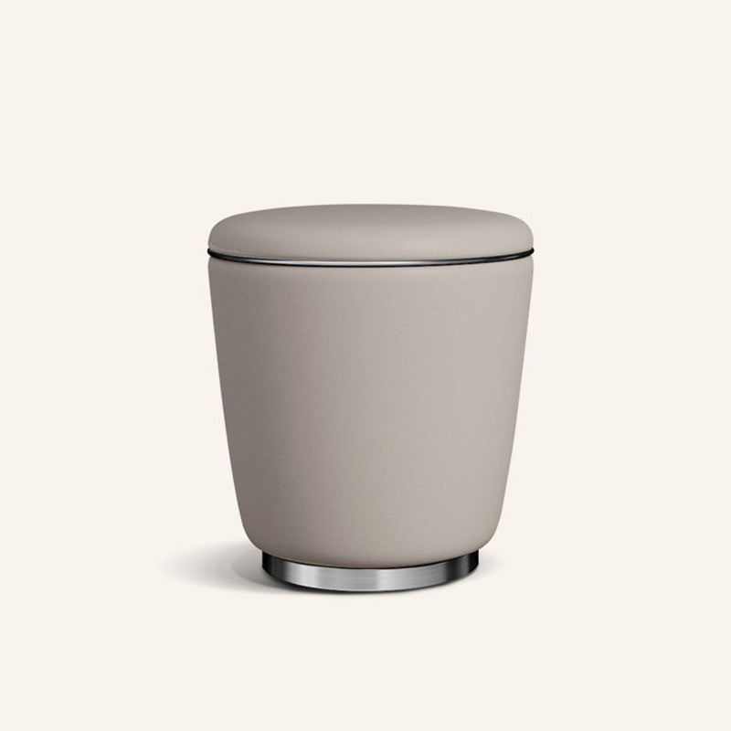 Modern Microfiber Leather Stainless Steel Round Vanity Stool
