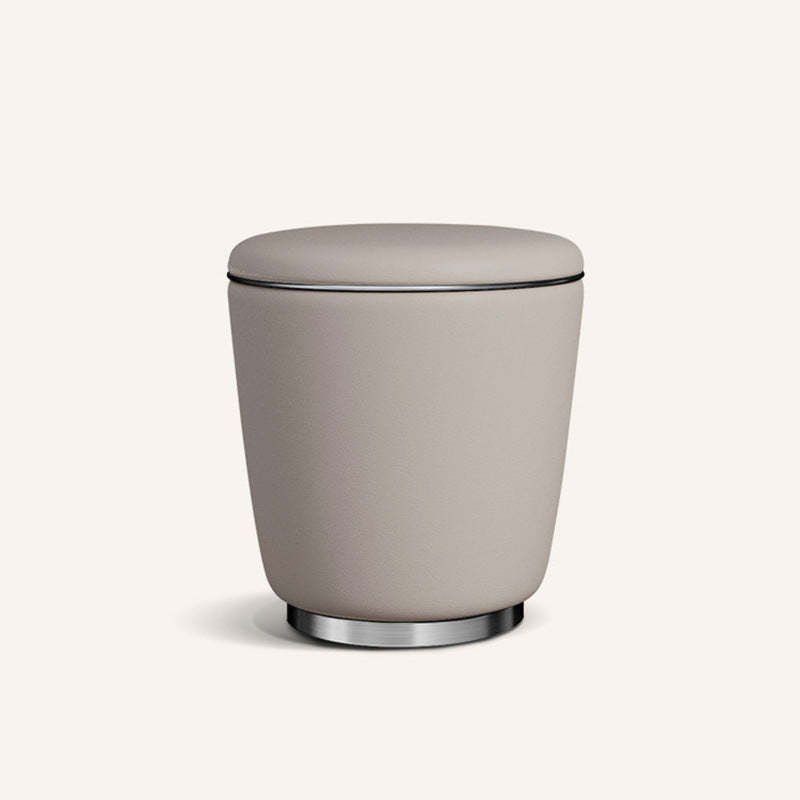 Modern Microfiber Leather Stainless Steel Round Vanity Stool