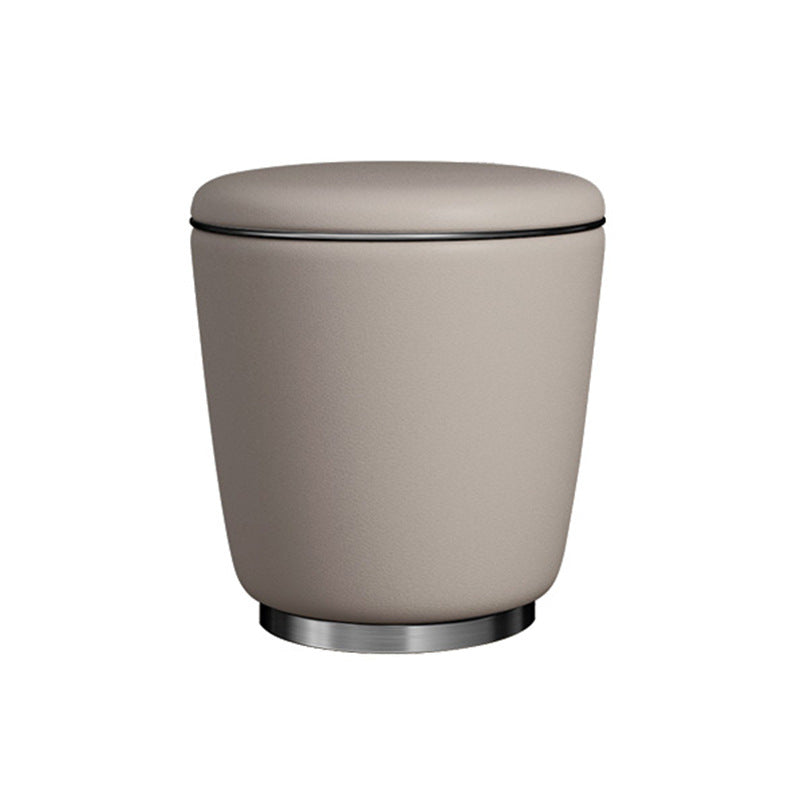Modern Microfiber Leather Stainless Steel Round Vanity Stool