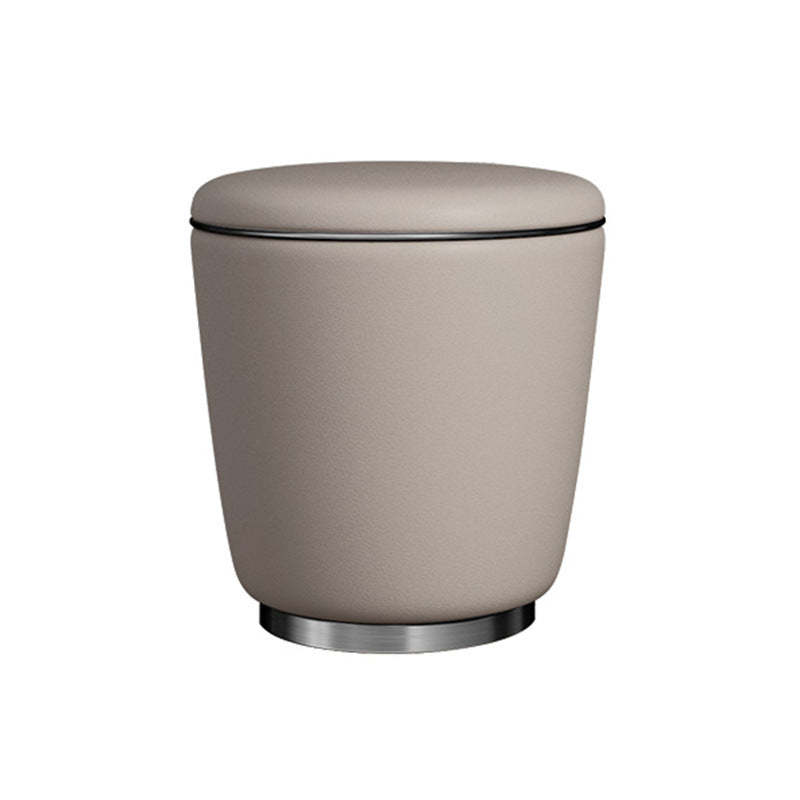 Modern Microfiber Leather Stainless Steel Round Vanity Stool