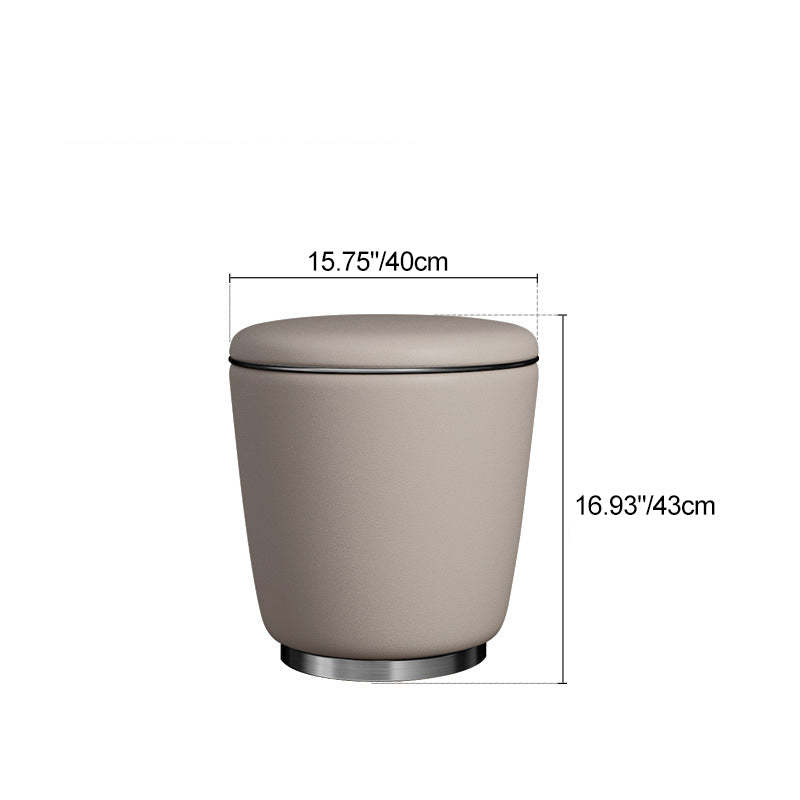 Modern Microfiber Leather Stainless Steel Round Vanity Stool