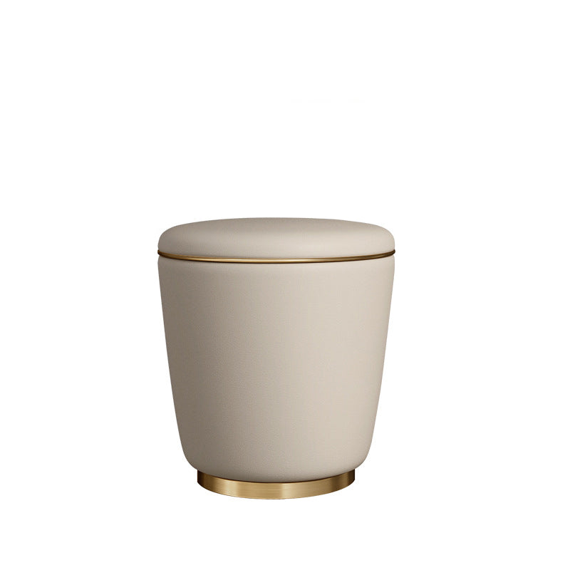Modern Microfiber Leather Stainless Steel Round Vanity Stool