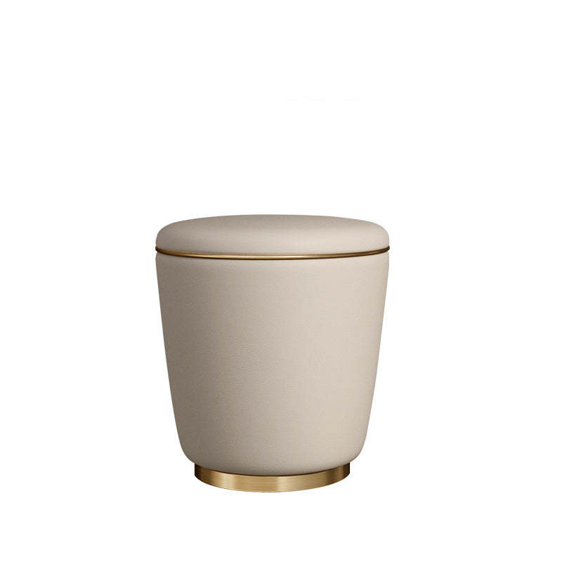 Modern Microfiber Leather Stainless Steel Round Vanity Stool