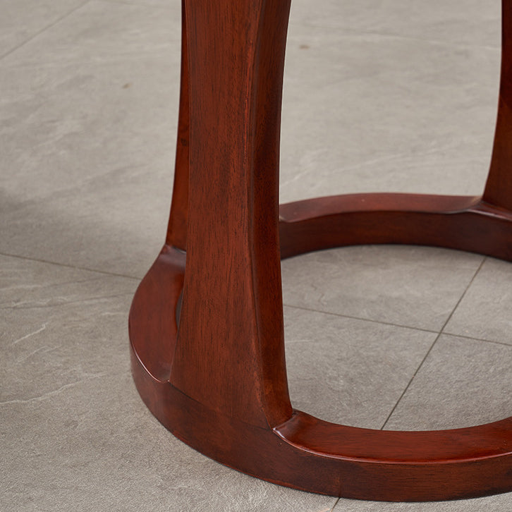Chinese Tech Fabric Leather Wood Low Stool