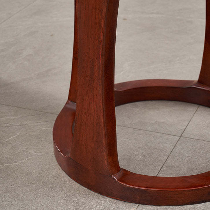 Chinese Tech Fabric Leather Wood Low Stool