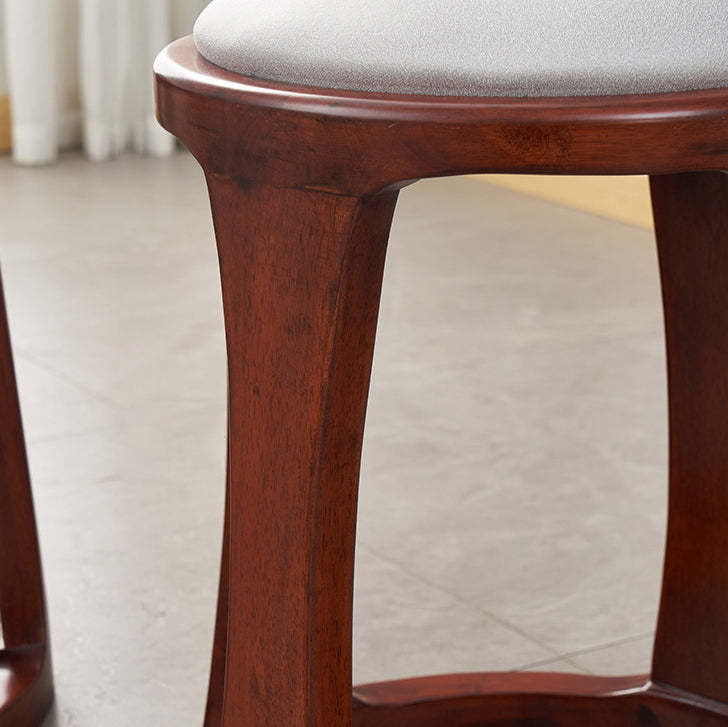 Chinese Tech Fabric Leather Wood Low Stool