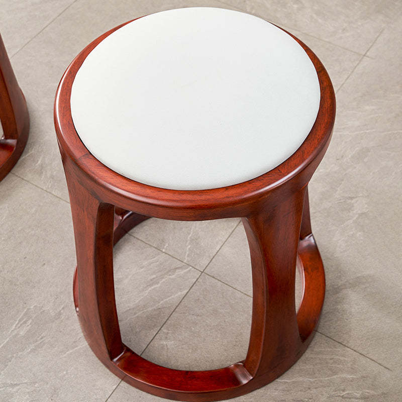 Chinese Tech Fabric Leather Wood Low Stool