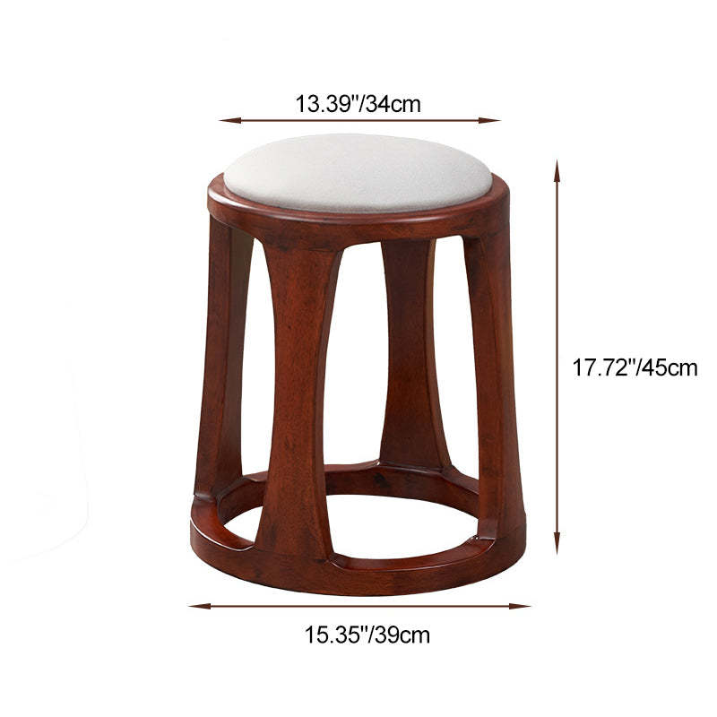 Chinese Tech Fabric Leather Wood Low Stool