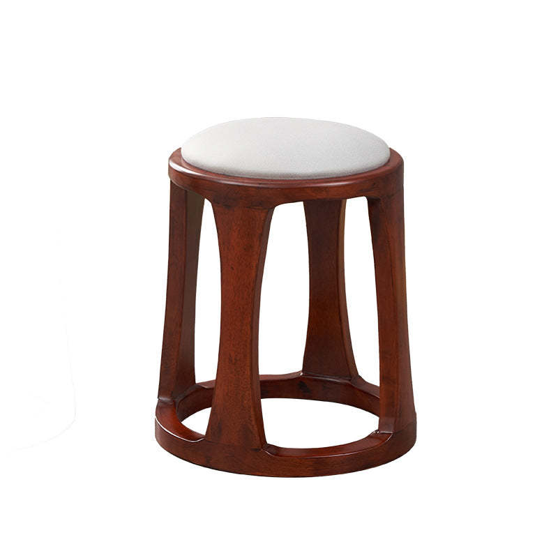 Chinese Tech Fabric Leather Wood Low Stool