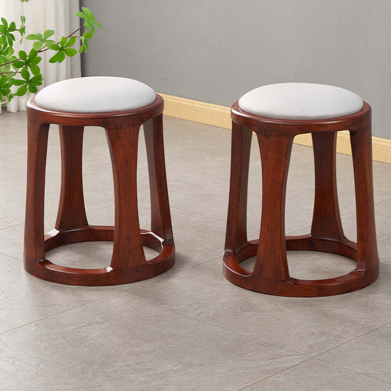 Chinese Tech Fabric Leather Wood Low Stool