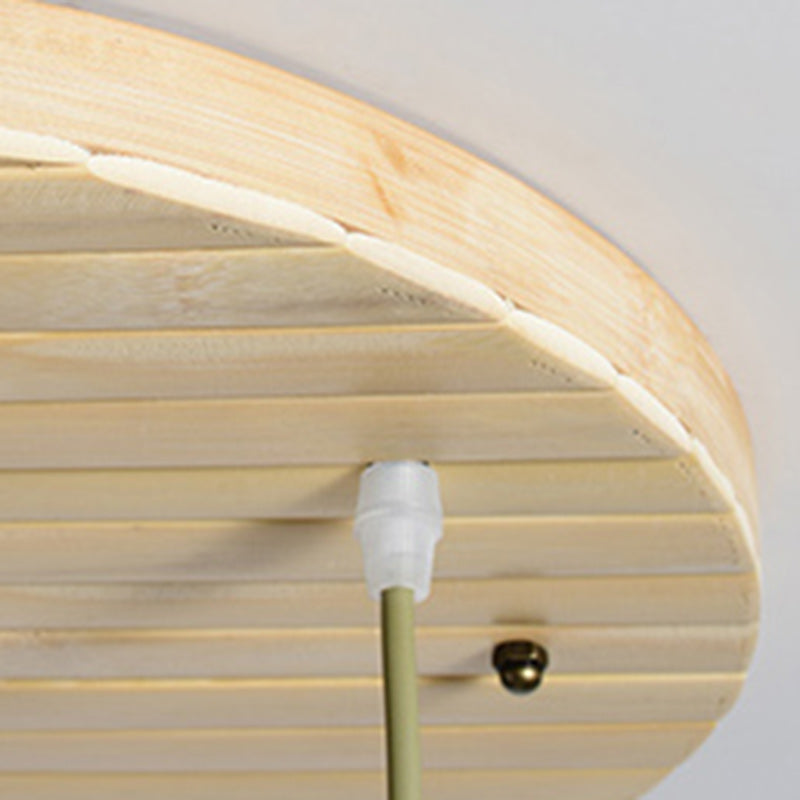 Japanese Bamboo Woven Lucky Bag Chandelier — Round Base - 5 / 220V-240V For UK/AU