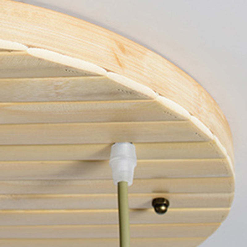 Japanese Bamboo Woven Lucky Bag Chandelier — Round Base - 5 / 220V-240V For UK/AU