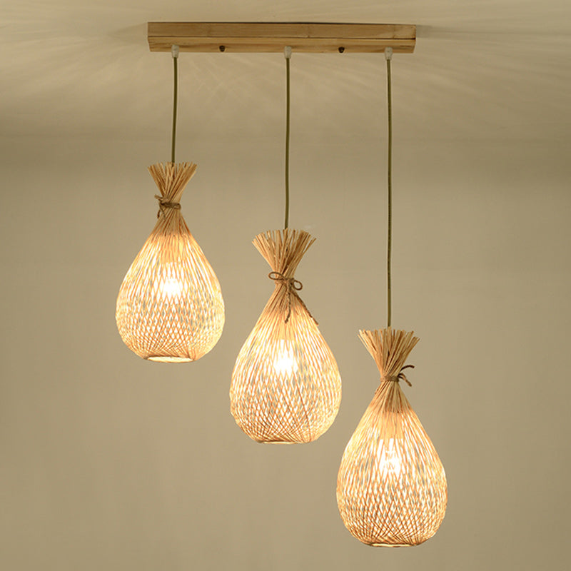 Japanese Bamboo Woven Lucky Bag Chandelier