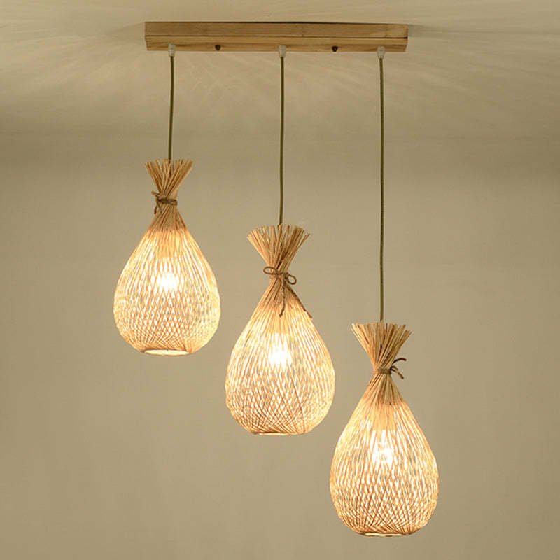 Japanese Bamboo Woven Lucky Bag Chandelier