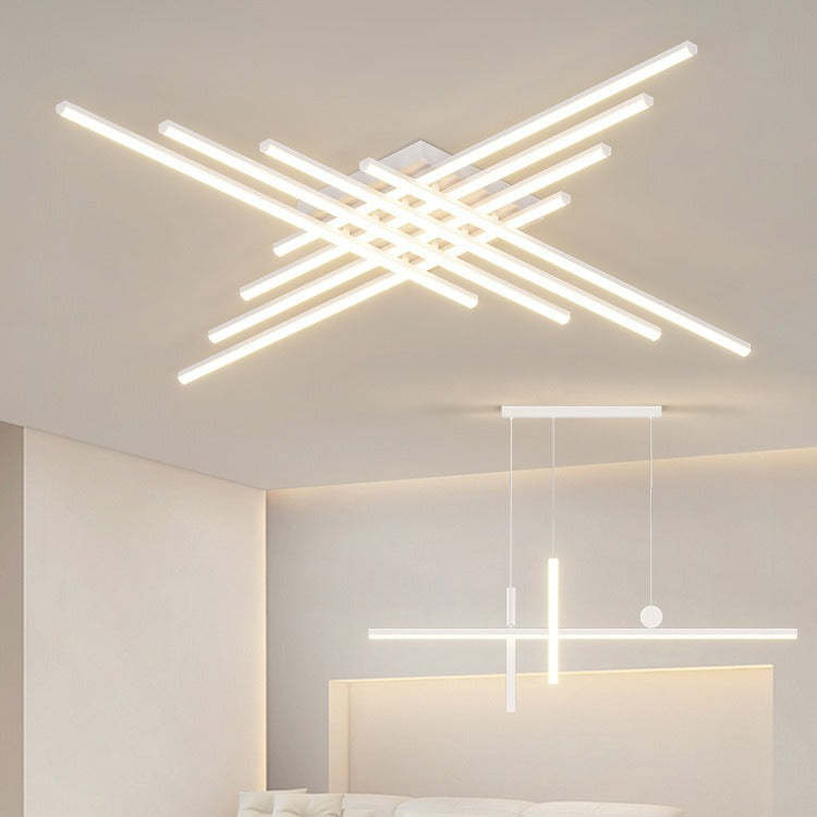 Scandinavian Aluminum Long Strip Ceiling Light — 8 Lights - White / Infinitely Dimmable / 110V-120V For US/CA