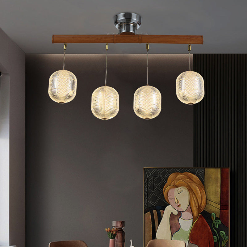 Retro Wood Aluminum Oval 4-Light Island Light