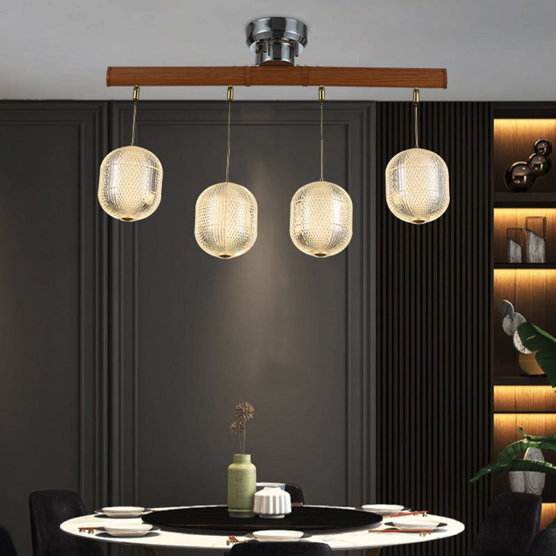 Retro Wood Aluminum Oval 4-Light Island Light — 220V-240V For UK/AU