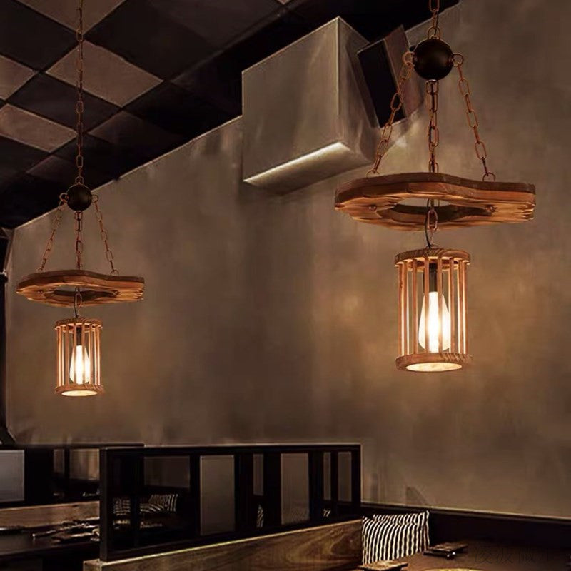 Traditional Farmhouse Wood Iron Chandelier