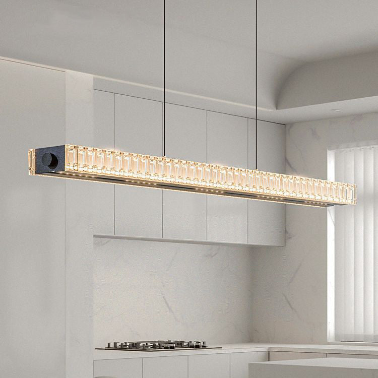 Modern Metal Aluminum Acrylic Linear Striped LED Chandelier