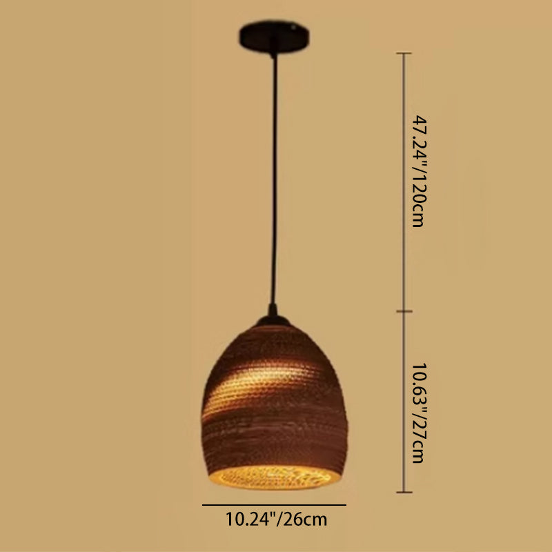 Retro Paper Elliptic Bell Trapezoid Polygonal Pendant Light