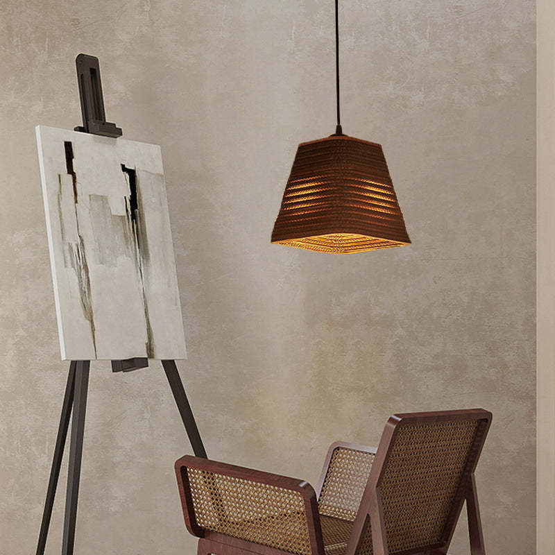 Retro Paper Elliptic Bell Trapezoid Polygonal Pendant Light