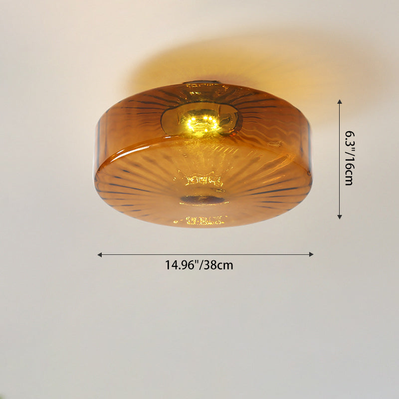Traditional Rustic Iron Glass LED Ceiling Light — Warm Light (3000K) / 110V-120V For US/CA