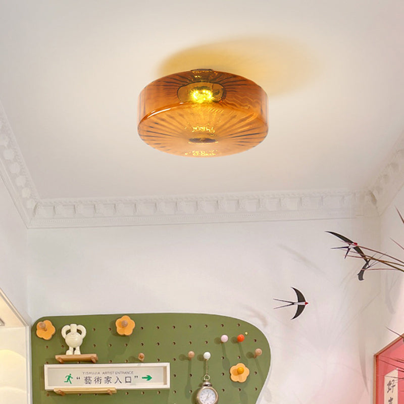 Traditional Rustic Iron Glass LED Ceiling Light