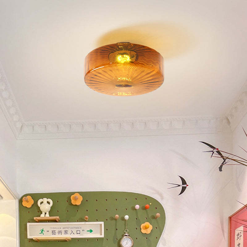 Traditional Rustic Iron Glass LED Ceiling Light — Warm Light (3000K) / 110V-120V For US/CA