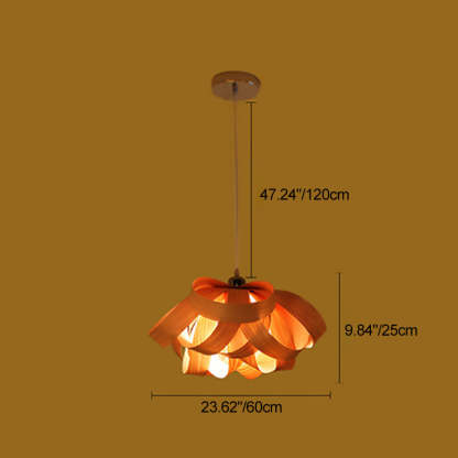 Chinese Natural Wood Veneer Ring Pendant Light — Cherry Wood Color / 110V-120V For US/CA