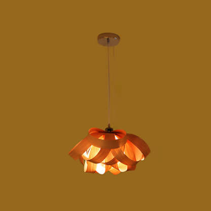 Chinese Natural Wood Veneer Ring Pendant Light — Rubberwood Color / 220V-240V For UK/AU