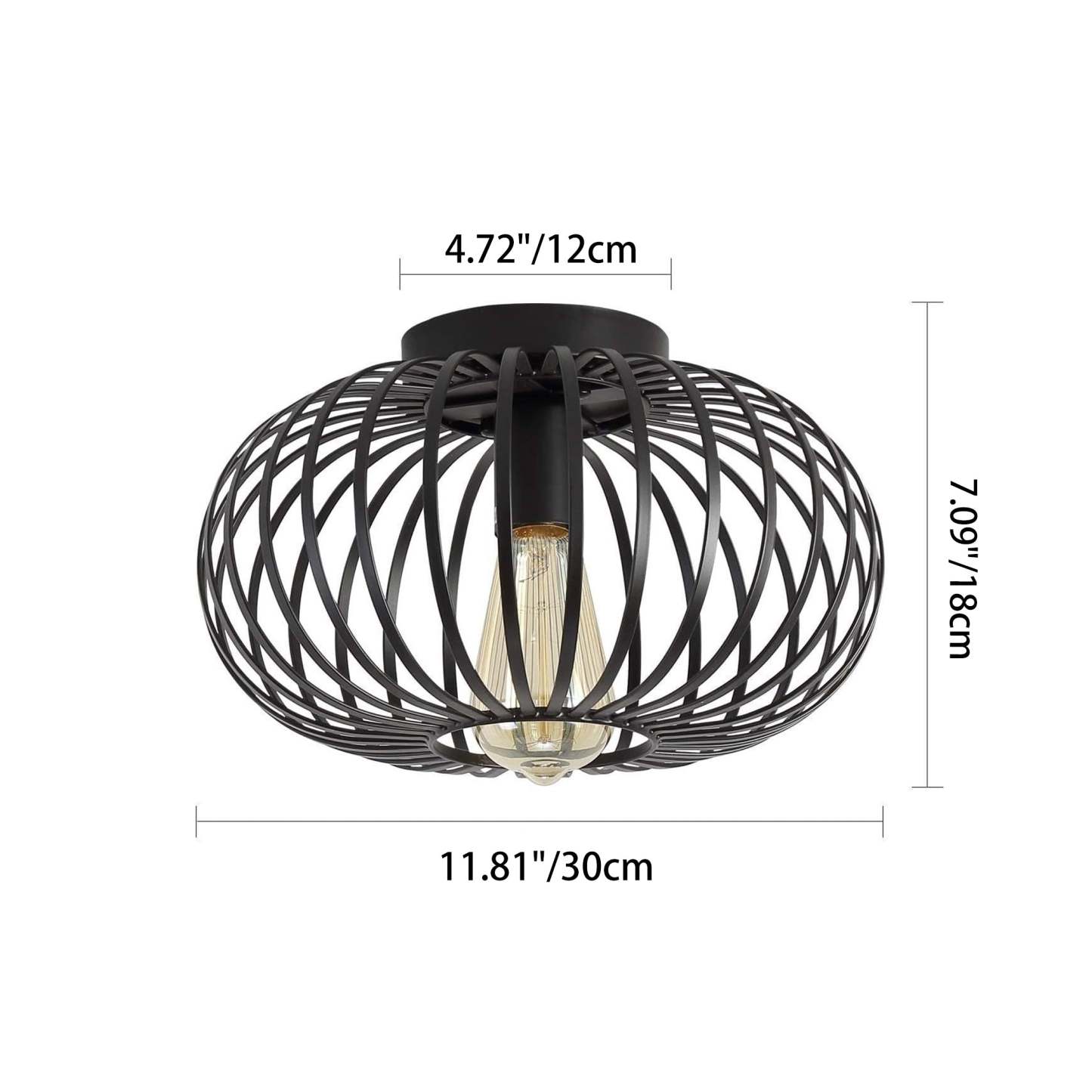 Minimalist Iron Oval Lantern Ceiling Light — Bronze / 110V-120V For US/CA