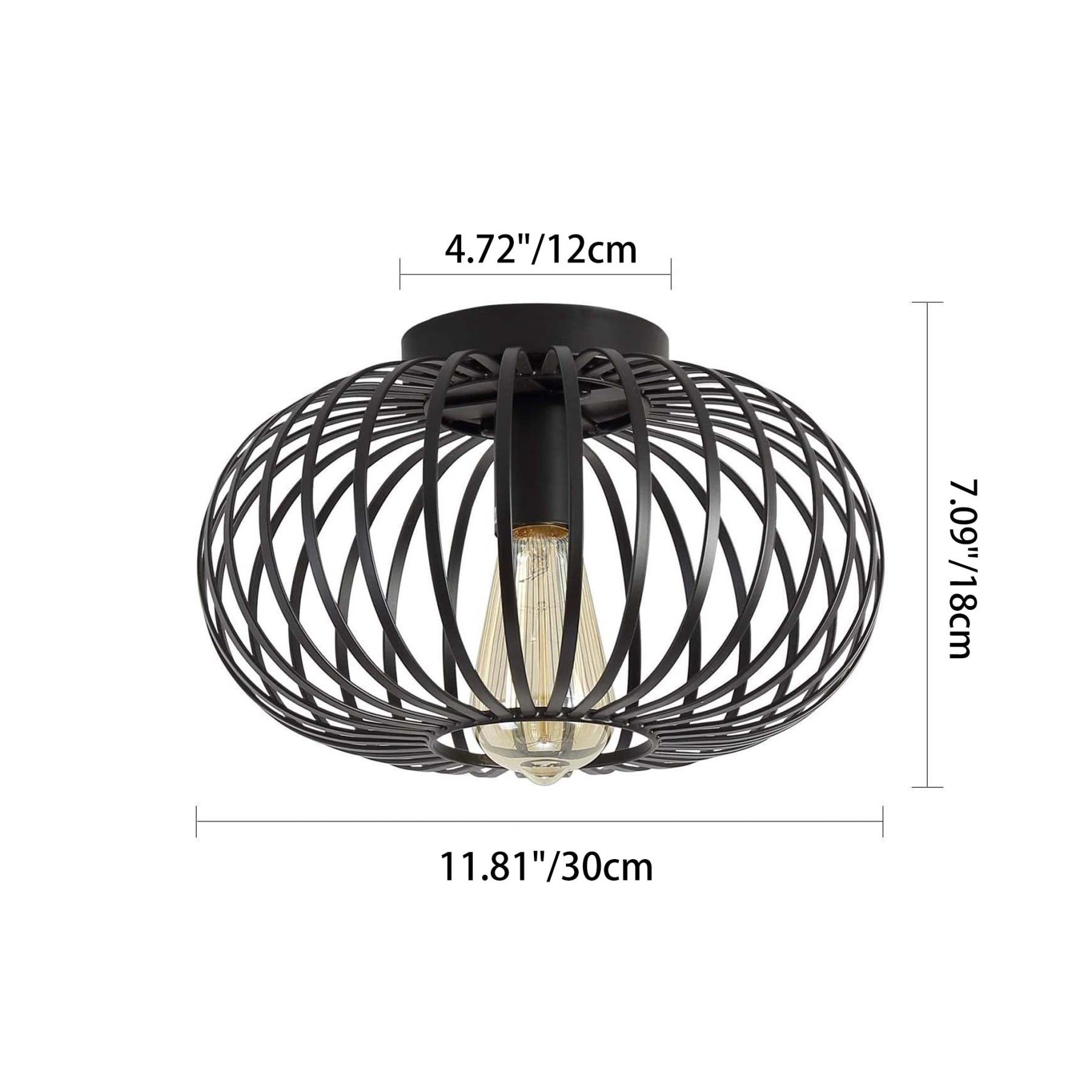 Minimalist Iron Oval Lantern Ceiling Light — Bronze / 110V-120V For US/CA