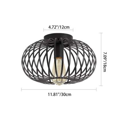 Minimalist Iron Oval Lantern Ceiling Light — Bronze / 110V-120V For US/CA