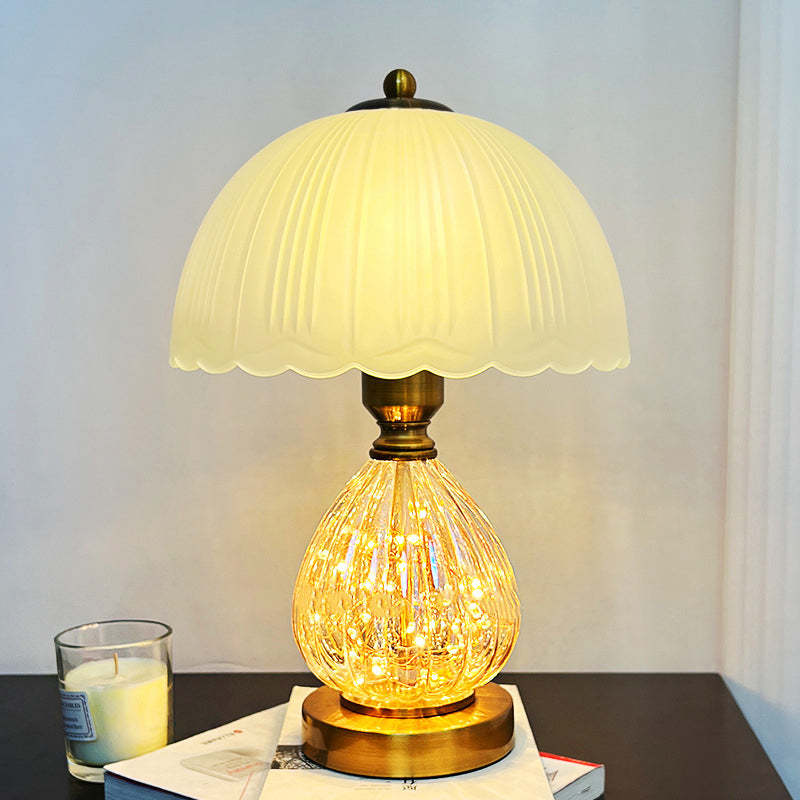 Art Deco Glass Dome Oval Base Table Lamp