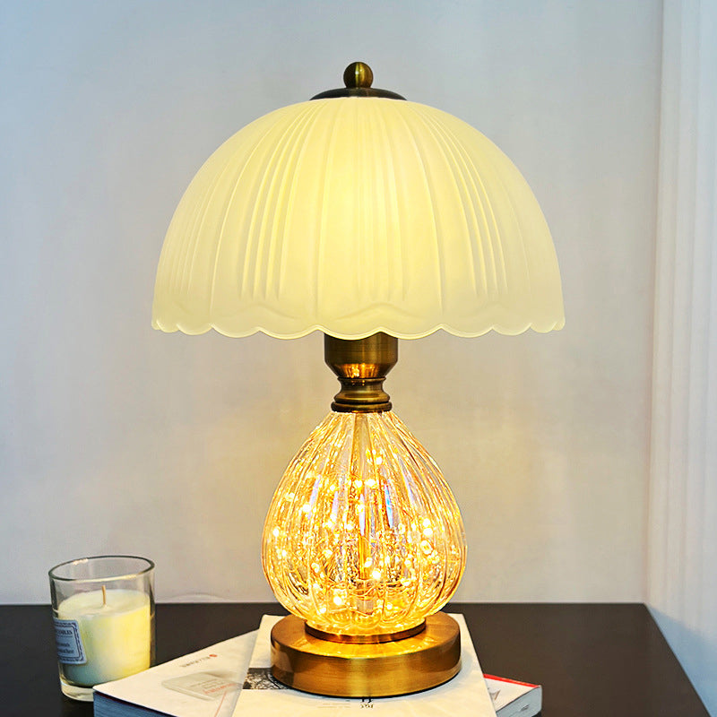 Art Deco Glass Dome Oval Base Table Lamp