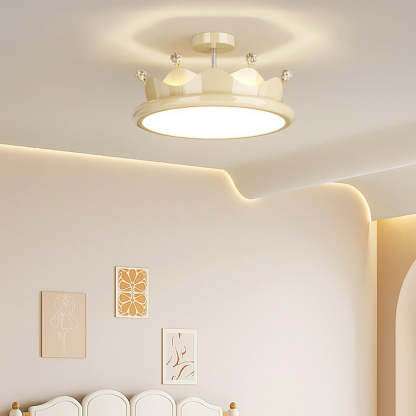 Contemporary Iron Crystal Crown Ceiling Light