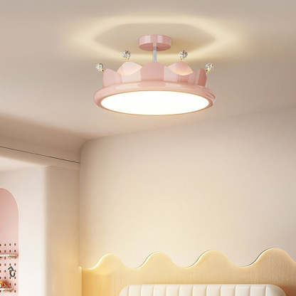 Contemporary Iron Crystal Crown Ceiling Light