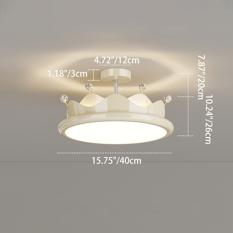 Contemporary Iron Crystal Crown Ceiling Light