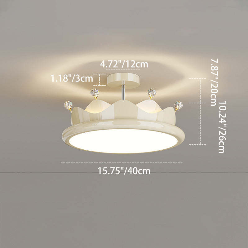 Contemporary Iron Crystal Crown Ceiling Light