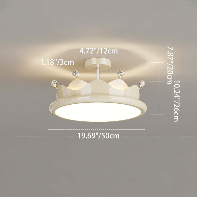 Contemporary Iron Crystal Crown Ceiling Light